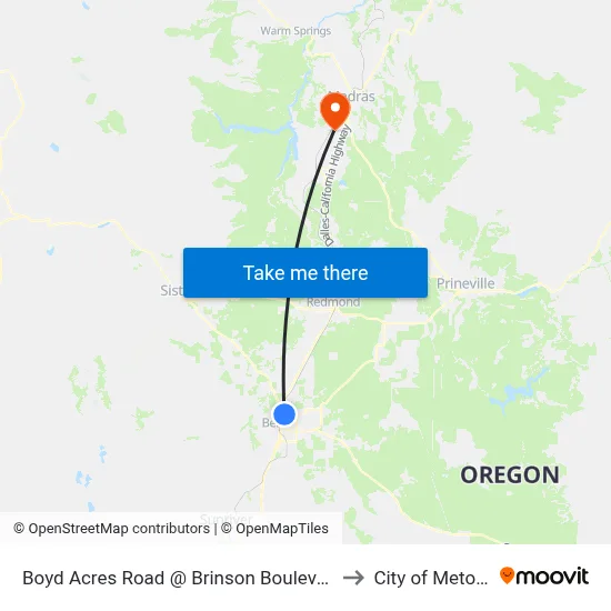 Boyd Acres Road @ Brinson Boulevard (E) to City of Metolius map