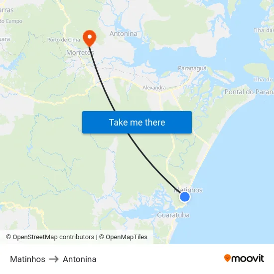 Matinhos to Antonina map