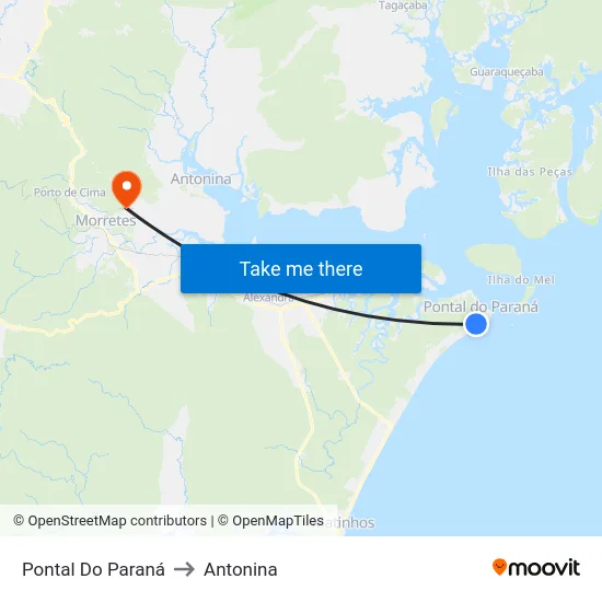 Pontal Do Paraná to Antonina map