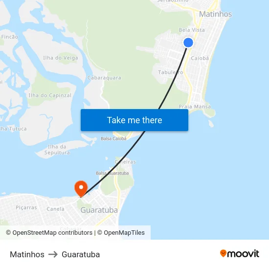 Matinhos to Guaratuba map