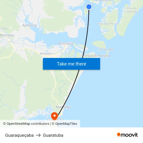 Guaraqueçaba to Guaratuba map