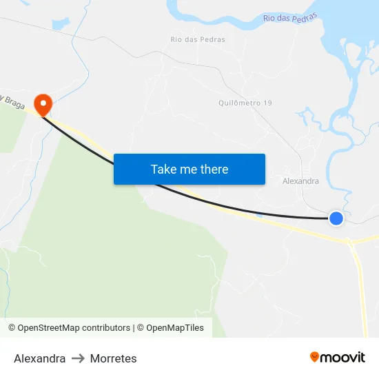 Alexandra to Morretes map