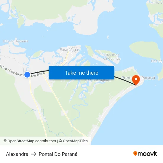 Alexandra to Pontal Do Paraná map