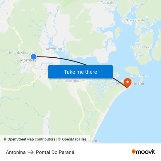 Antonina to Pontal Do Paraná map