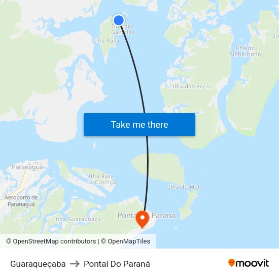 Guaraqueçaba to Pontal Do Paraná map