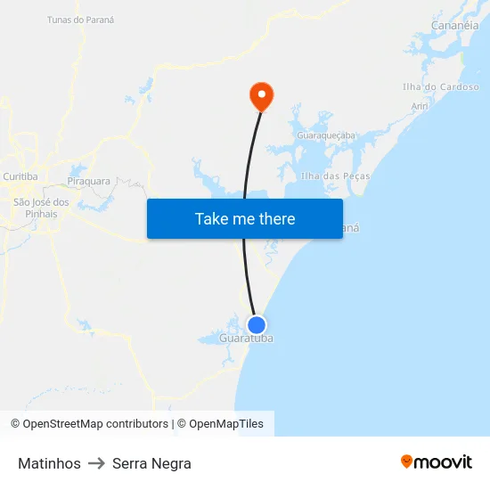 Matinhos to Serra Negra map