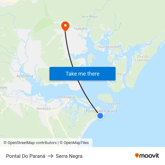 Pontal Do Paraná to Serra Negra map