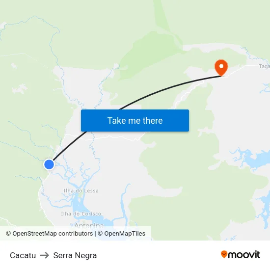 Cacatu to Serra Negra map