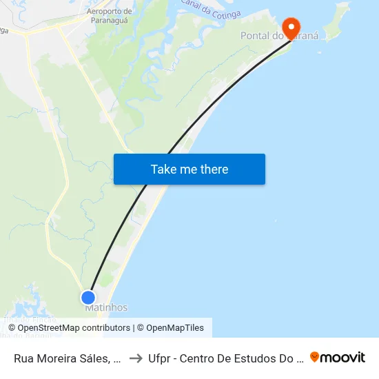 Rua Moreira Sáles, 205 to Ufpr - Centro De Estudos Do Mar map