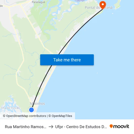 Rua Martinho Ramos, 504 to Ufpr - Centro De Estudos Do Mar map