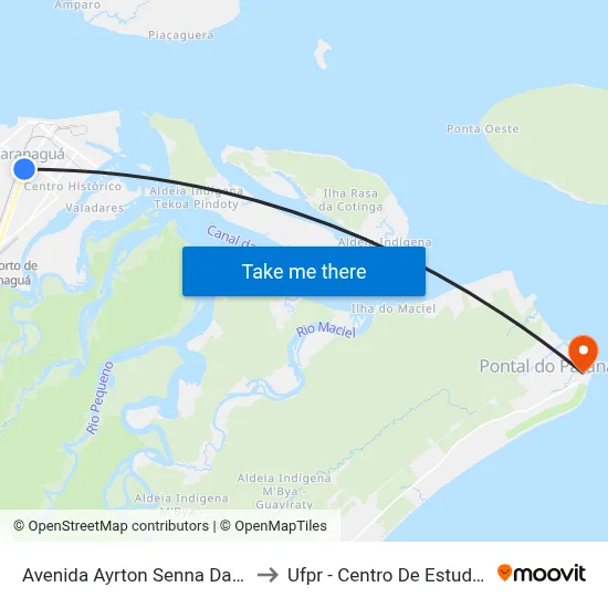 Avenida Ayrton Senna Da Silva, 1544 to Ufpr - Centro De Estudos Do Mar map