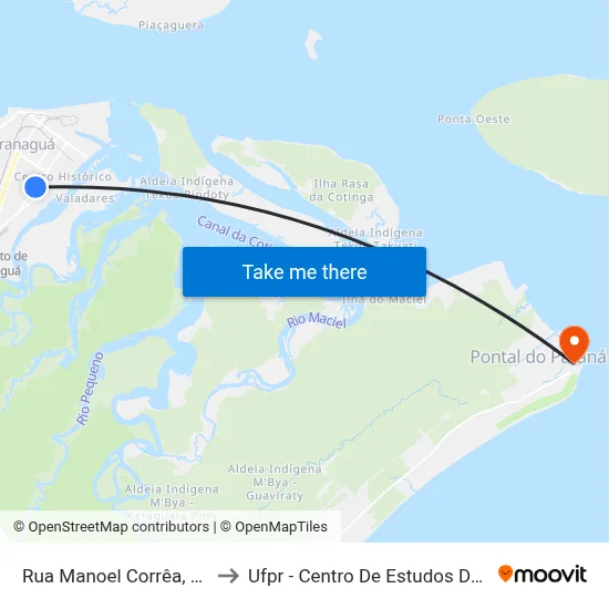Rua Manoel Corrêa, 2128 to Ufpr - Centro De Estudos Do Mar map