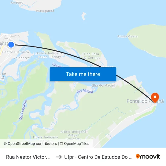 Rua Nestor Víctor, 548 to Ufpr - Centro De Estudos Do Mar map