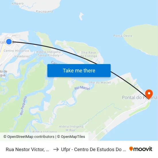 Rua Nestor Víctor, 960 to Ufpr - Centro De Estudos Do Mar map