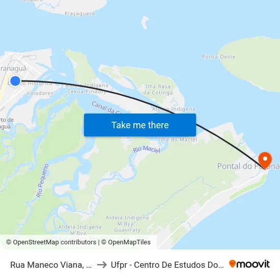 Rua Maneco Viana, 238 to Ufpr - Centro De Estudos Do Mar map