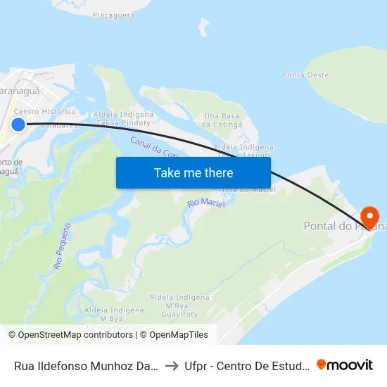 Rua Ildefonso Munhoz Da Rocha, 613 to Ufpr - Centro De Estudos Do Mar map