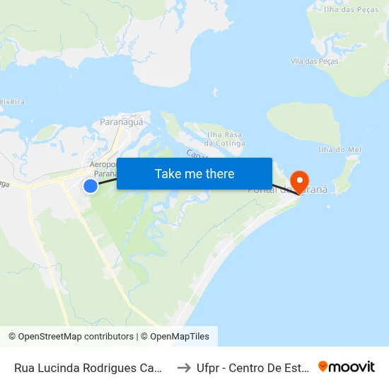 Rua Lucinda Rodrigues Campos, 811 - Labra to Ufpr - Centro De Estudos Do Mar map