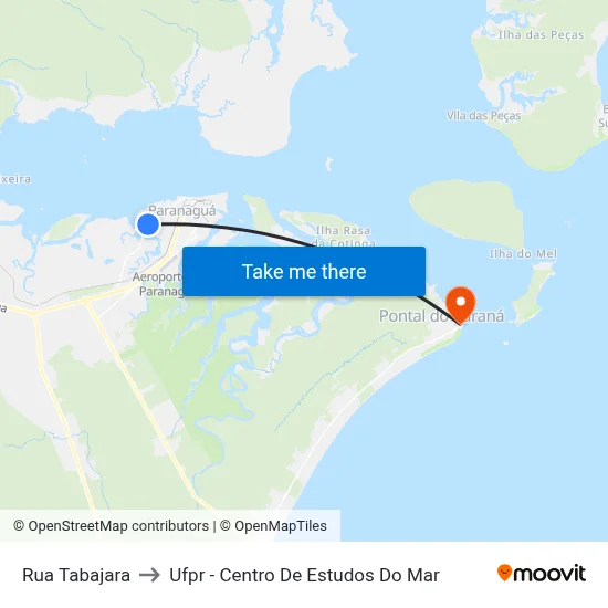 Rua Tabajara to Ufpr - Centro De Estudos Do Mar map