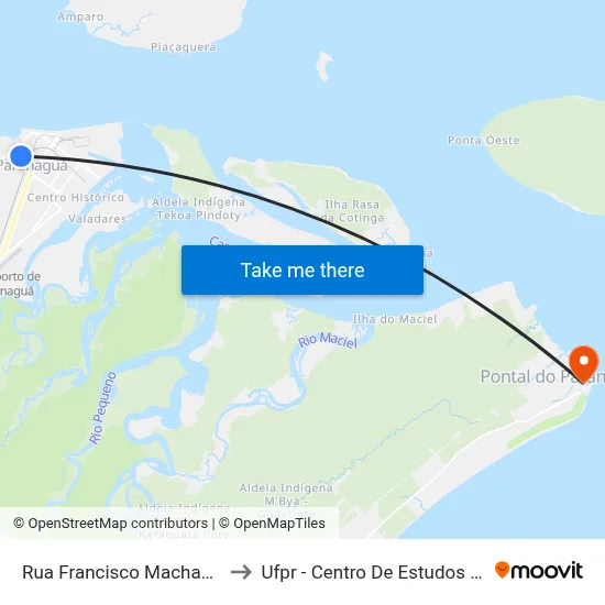 Rua Francisco Machado, 353 to Ufpr - Centro De Estudos Do Mar map