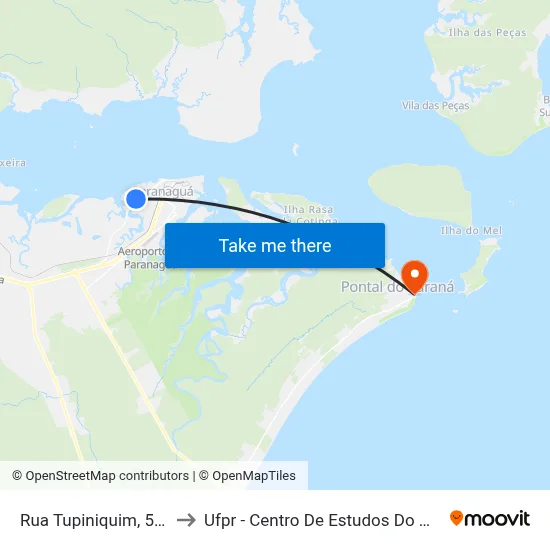 Rua Tupiniquim, 576 to Ufpr - Centro De Estudos Do Mar map