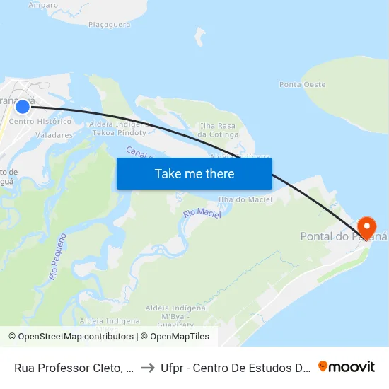 Rua Professor Cleto, 2170 to Ufpr - Centro De Estudos Do Mar map