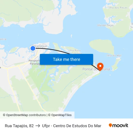 Rua Tapajós, 82 to Ufpr - Centro De Estudos Do Mar map