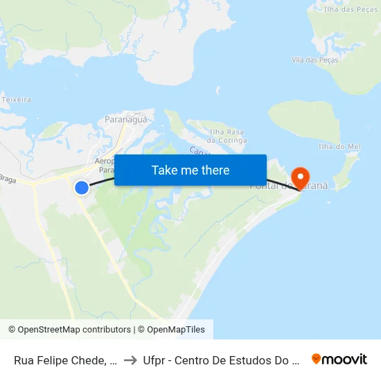 Rua Felipe Chede, 30 to Ufpr - Centro De Estudos Do Mar map