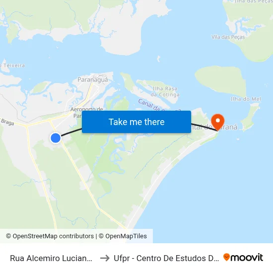 Rua Alcemiro Luciano, 465 to Ufpr - Centro De Estudos Do Mar map