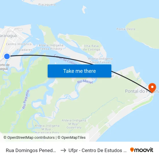 Rua Domingos Peneda, 1541 to Ufpr - Centro De Estudos Do Mar map