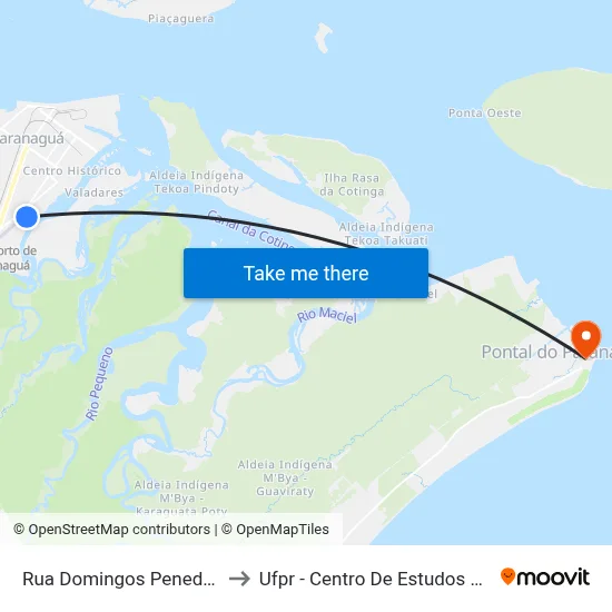 Rua Domingos Peneda, 118 to Ufpr - Centro De Estudos Do Mar map