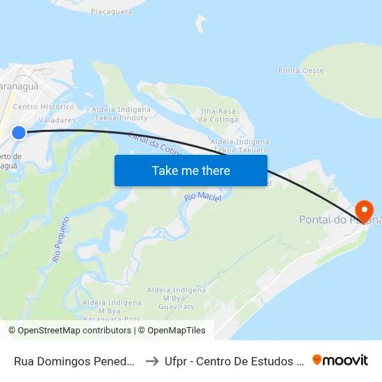 Rua Domingos Peneda, 1150 to Ufpr - Centro De Estudos Do Mar map