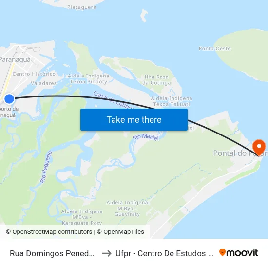 Rua Domingos Peneda, 1983 to Ufpr - Centro De Estudos Do Mar map