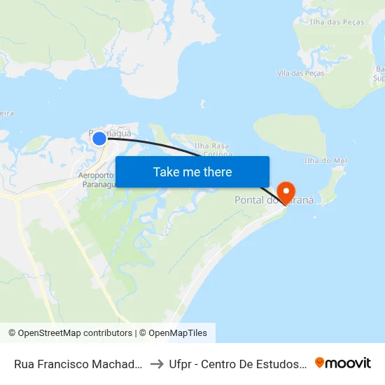 Rua Francisco Machado, 1341 to Ufpr - Centro De Estudos Do Mar map