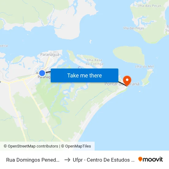 Rua Domingos Peneda, 3462 to Ufpr - Centro De Estudos Do Mar map