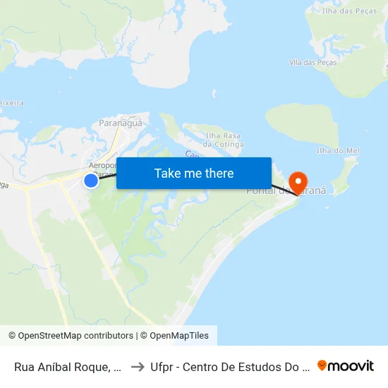 Rua Aníbal Roque, 813 to Ufpr - Centro De Estudos Do Mar map