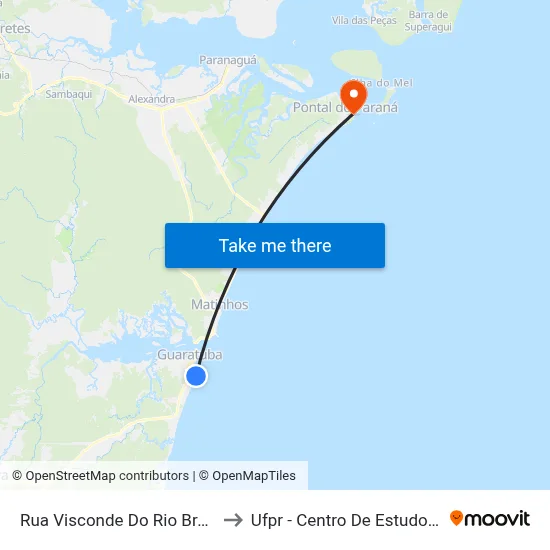 Rua Visconde Do Rio Branco, 435 to Ufpr - Centro De Estudos Do Mar map