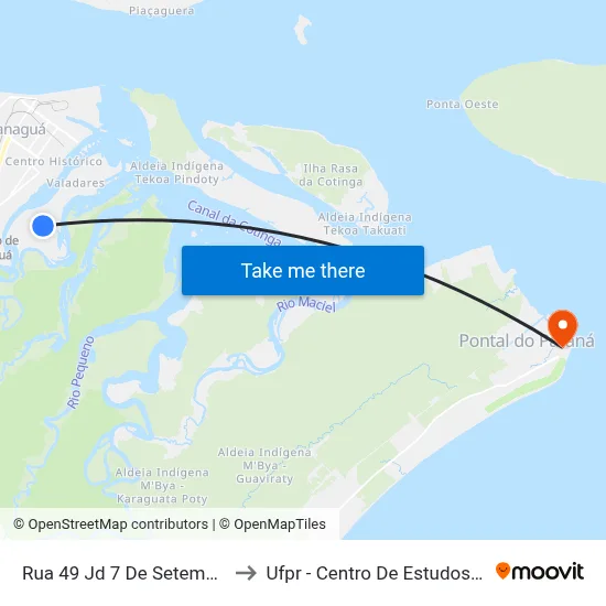 Rua 49 Jd 7 De Setembro, 230 to Ufpr - Centro De Estudos Do Mar map