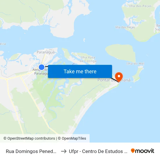 Rua Domingos Peneda, 2138 to Ufpr - Centro De Estudos Do Mar map