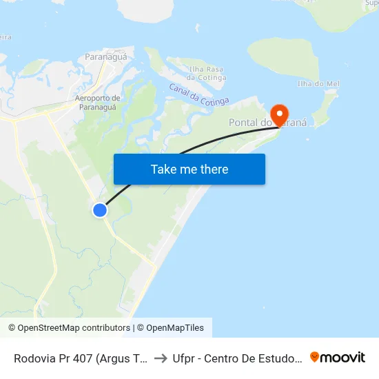 Rodovia Pr 407 (Argus Thá Heyn) to Ufpr - Centro De Estudos Do Mar map