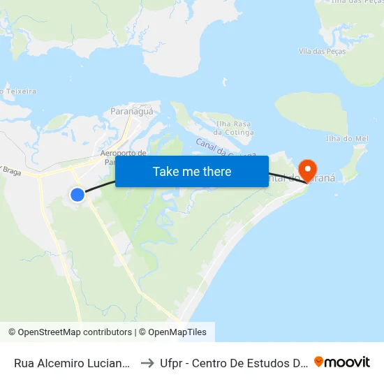 Rua Alcemiro Luciano, 807 to Ufpr - Centro De Estudos Do Mar map