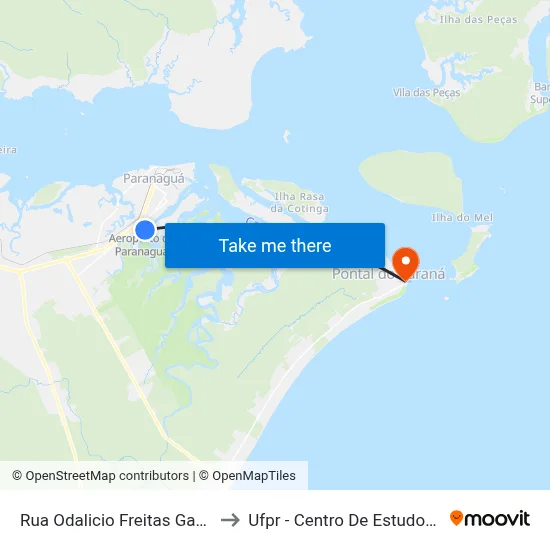 Rua Odalicio Freitas Gabriel, 546 to Ufpr - Centro De Estudos Do Mar map