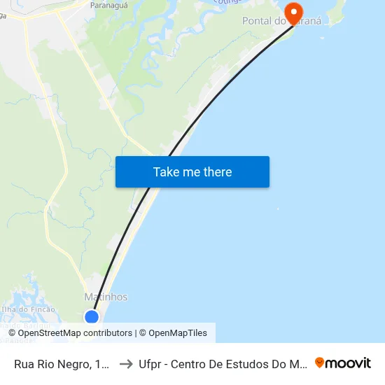 Rua Rio Negro, 184 to Ufpr - Centro De Estudos Do Mar map