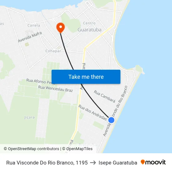 Rua Visconde Do Rio Branco, 1195 to Isepe Guaratuba map