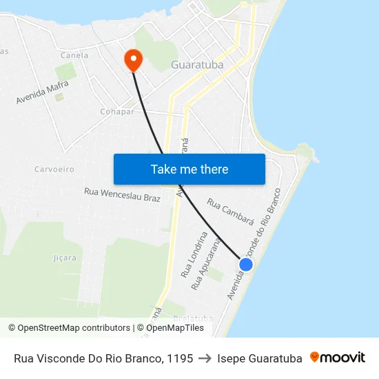 Rua Visconde Do Rio Branco, 1195 to Isepe Guaratuba map