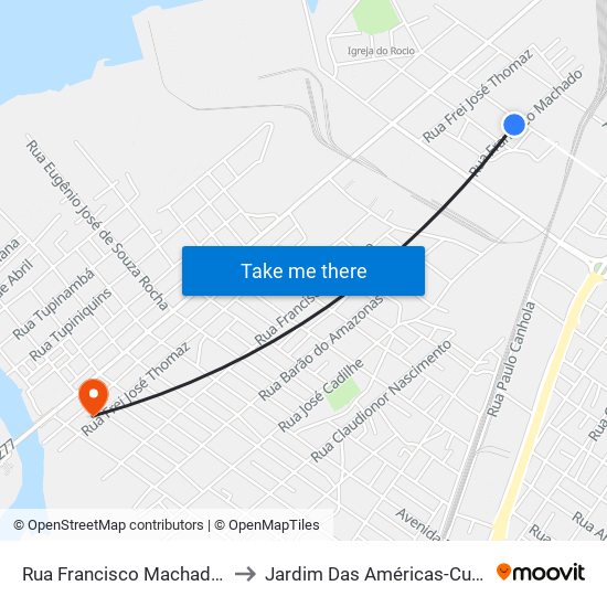 Rua Francisco Machado, 81 to Jardim Das Américas-Curitiba map