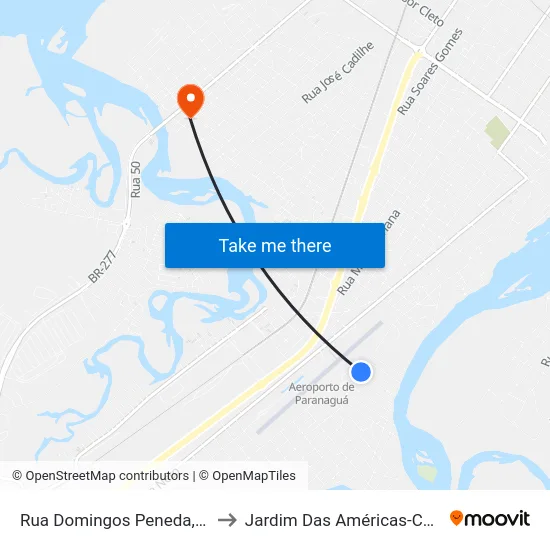 Rua Domingos Peneda, 2231 to Jardim Das Américas-Curitiba map