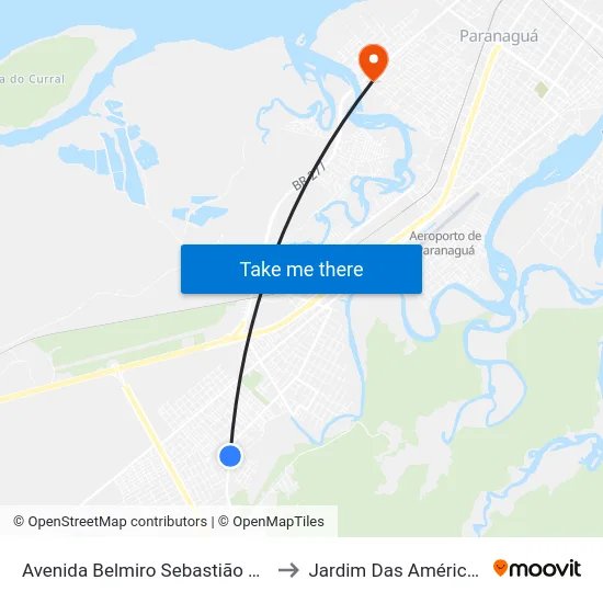 Avenida Belmiro Sebastião Marques, 2785 to Jardim Das Américas-Curitiba map