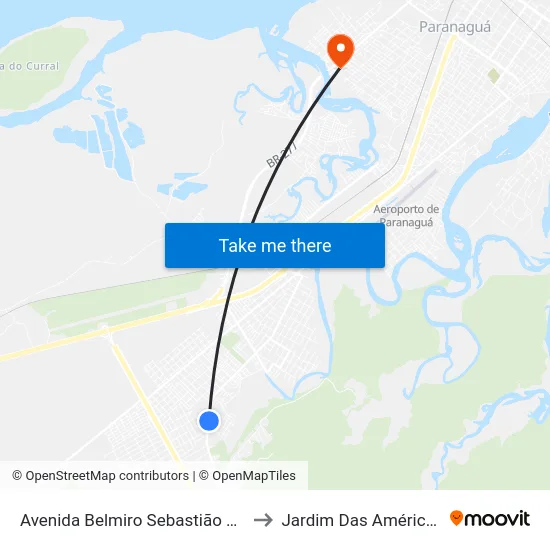 Avenida Belmiro Sebastião Marques, 3033 to Jardim Das Américas-Curitiba map