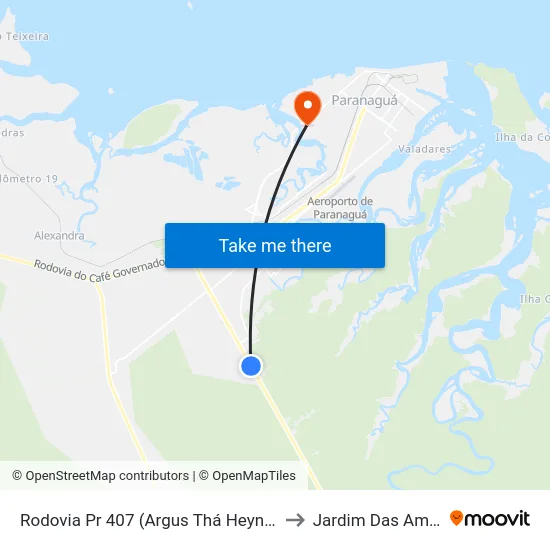 Rodovia Pr 407  (Argus Thá Heyn), 4182 - Parque Do Palmito to Jardim Das Américas-Curitiba map