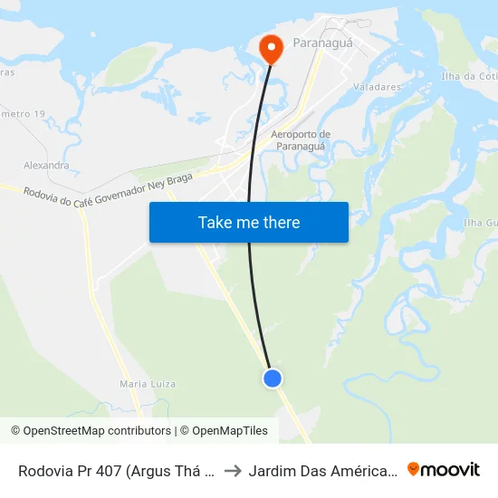 Rodovia Pr 407 (Argus Thá Heyn), 8366 to Jardim Das Américas-Curitiba map